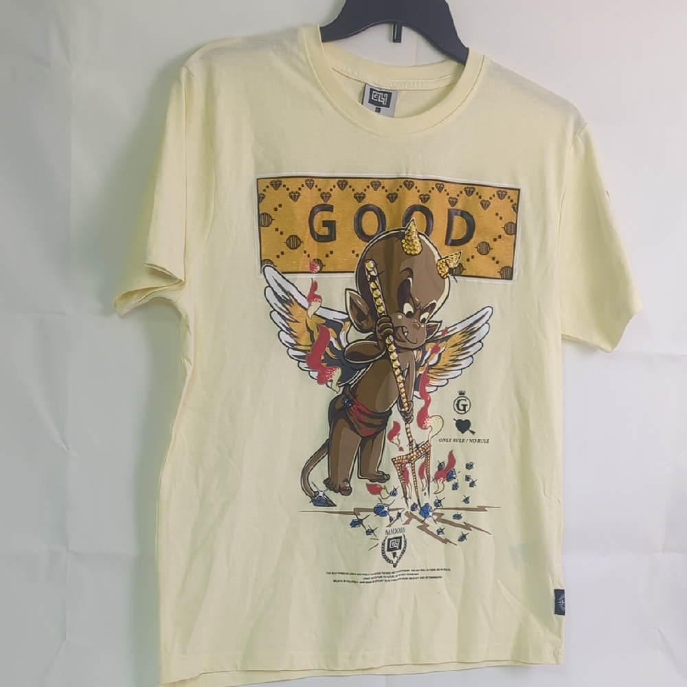 Yellow Short Sleeve Tee with Whimsical Graphic